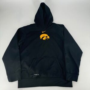 Nike Iowa Hawkeyes Therma-FIT Pullover Hoodie Youth XL Black Gold NCAA center